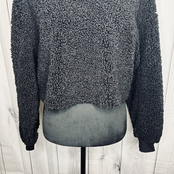 Wild Fable Black Sz S Cropped Sweater Solid Teddy Bear Fleece Sherpa - Picture 3 of 6